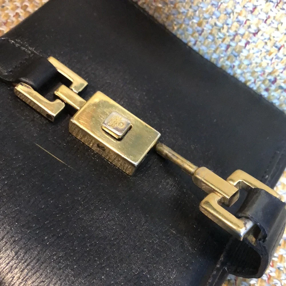 GUCCI Black Leather Jackie Trifold Wallet Vintage